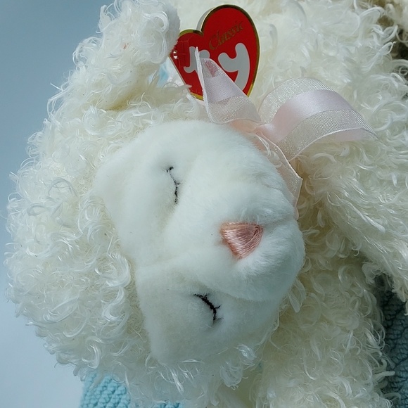 Ty 2004 Plush Lamb Serena Curly Fluffy Hair Pink Bow EUC - Picture 3 of 7